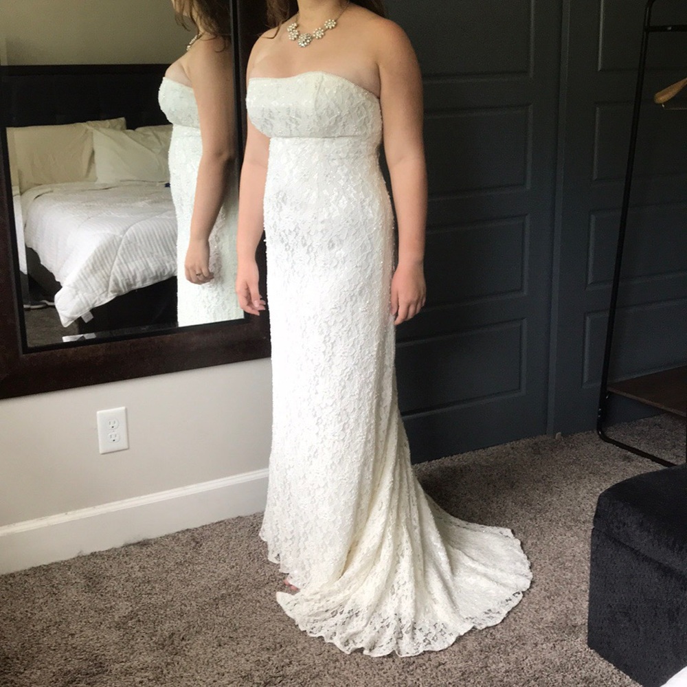 Galina wedding gown dress empire waist lace beaded